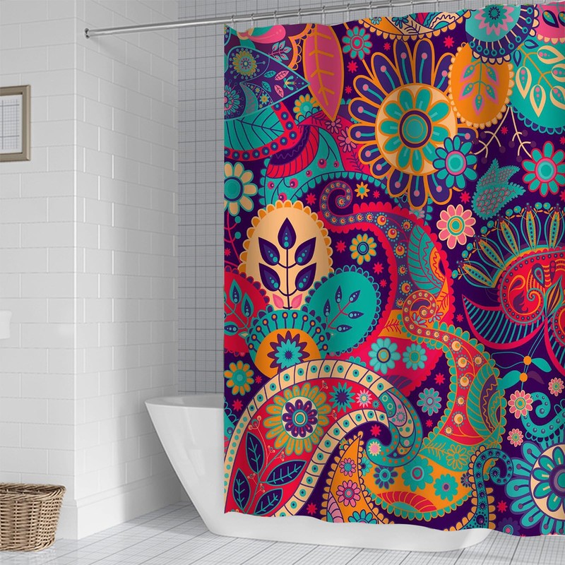 FAIRYGATE Shower Curtains Mould Proof Resistant Mandala Ethnic Decor Shower