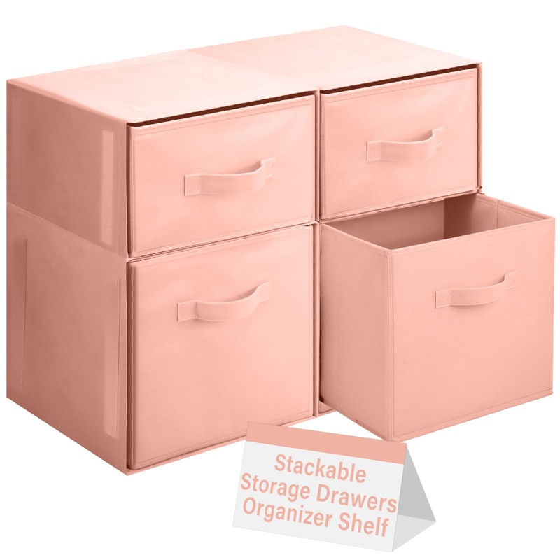 Weysat 4 Cube Stackable Closet Drawer Organizer Fabric Organizer Bins