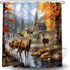 UPUMKSK Fall Deer Cabin Shower Curtain, 70x70 Inch