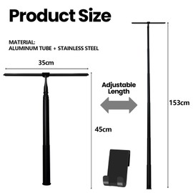 LORESJOY Shower Squeegee Set with Holder, 35 cm Wide, No Drilling Squeegee, Shower Squeegee Adjustable 45-153 cm, Shower Bathroom Window Squeegee for Bathroom, Tiles, Mirrors, Windows (Black)