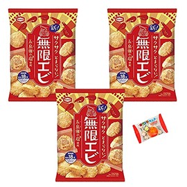 Kameda Seika Mugen Shrimp, 2.9 oz (83 g) x 3 Bag Set, Ramune Okusai, Trial, Topic on TV