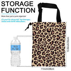 ghatobty Car Trash Bag Hanging Brown Leopard Print Car Trash Can Waterproof Garbage Bag Hanging for Car Back Seat