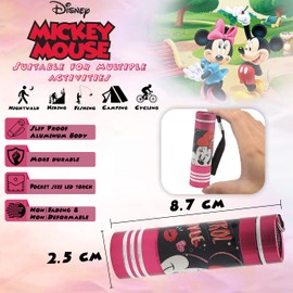 HOVUK Minnie Mouse Mini Torch for Girls| Pink Aluminium Small Torch with 9 LEDs| Kids Pocket Flashlight for Camping Christmas Party Gifts 3+Y