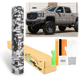 60"x360" (5FT x 30FT) Camouflage Digital Light Gray Viny Wrap Sticker Sheet Film DIY Decal Car Auto Vehicle Motorcycle Air Release Bubble Free Self Adhesive Peel and Stick Free Tool Kit