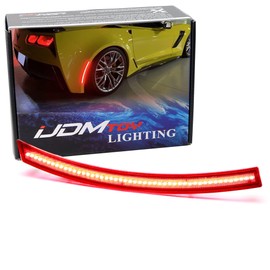 iJDMTOY OE-Spec Red Lens Full LED Strip Rear Side Marker Lights Compatible With 2014-19 Chevy C7 Corvette, Powered by 96-SMD LED, Replace OEM Single-LED Sidemarker Lamps