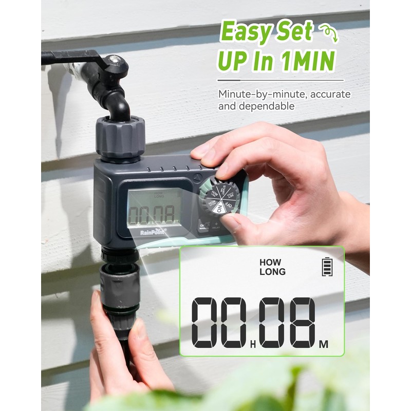 RAINPOINT Sprinkler Timer Outdoor, Water Timer for Garden Hose, Programmable