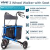 Vive 3 Wheel Walker with Seat - Tri Rollator Walker