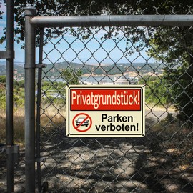 Goodvia Parken Verboten Sign, Metal, Aluminium, 30 x 20 cm, Privatgrundstück Betreten Verboten Reflective, Waterproof, Rustproof and UV Protection, Pack of 1