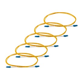 trueCABLE LC to LC OS2 Fiber Patch Cable, 1m (3.28ft), UPC Polish, 200GB Singlemode (SM) Simplex 9/125um, Riser Rated (OFNR) UL Listed, 5 Pack, Yellow