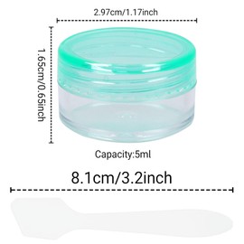 Travel Sample Pots Empty Cosmetic Jars 5ml Clear Cream Container Refillable Containers with Lids Cosmetic Pots with Spoon for Lotion, Concealer, Sunscreen （ 8Pcs, Green)