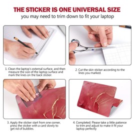 AIMSA Laptop Skin Sticker Decal, 12 13 13.3 14 15 15.4 15.6 inch Laptop Art Decal Protector Notebook Netbook PC 15.6" Universal Vinyl Cover, Red Marble