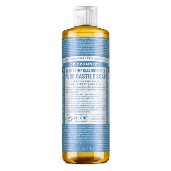 Dr Bronners - 18 in 1 Pure Castile Liquid Soap - Baby Unscented (473ml)