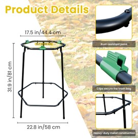 Nomanak Trash Bag Stand - Outdoor Leaf & Lawn Bag Holder for 33-50 Gallon Plastic & 30 Gallon Paper Bags, Gardening, Parties