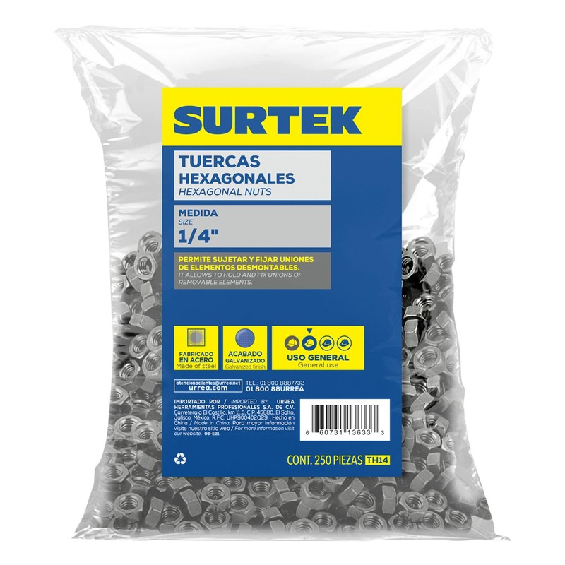 Surtek Tuercas hexagonales 1/4"