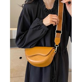 Summer 2024 Vintage Female Shoulder Bag with Two Straps, Girl Cute Crossbody Bag, Wide Strap Retro Luxury Color Block Saddle Bag Perfect for Party, Wedding, Dinner, Birthday Gifts:_Brown_Please Refer To The Pictures for Dimensions