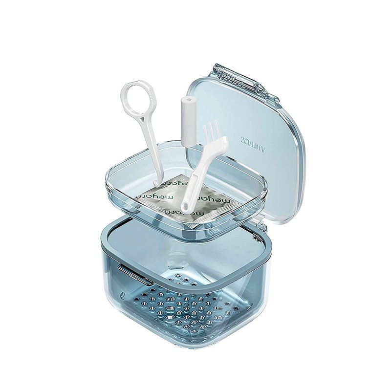Three Layer Braces Case Denture Retainer Orthodontic Organizer Drainage Layered