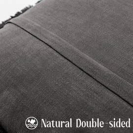 ROMANDECO Boho Decorative Throw Pillow Covers with Fringe for Couch, Living Room, Bed Set of 2, 18x18 Inches, Charcoal Grey