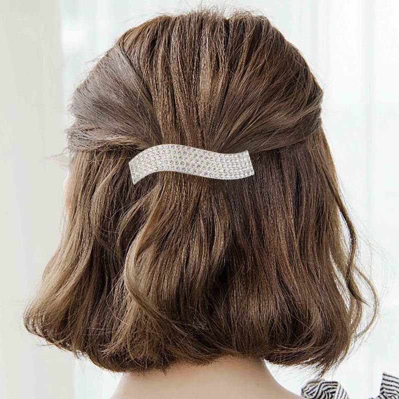 Rhinestone Hair Barrette Gold Crystal Hair Clip Sparkly Rhinestone Bridal