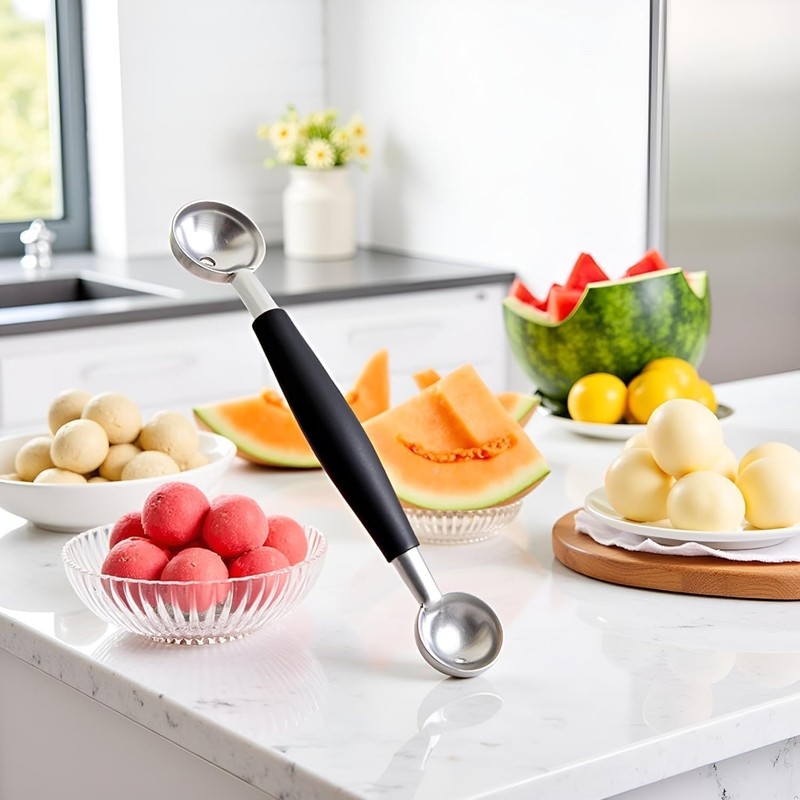 1Pc Black Double-Sided Fruit Melon Baller Spoon 2 in 1