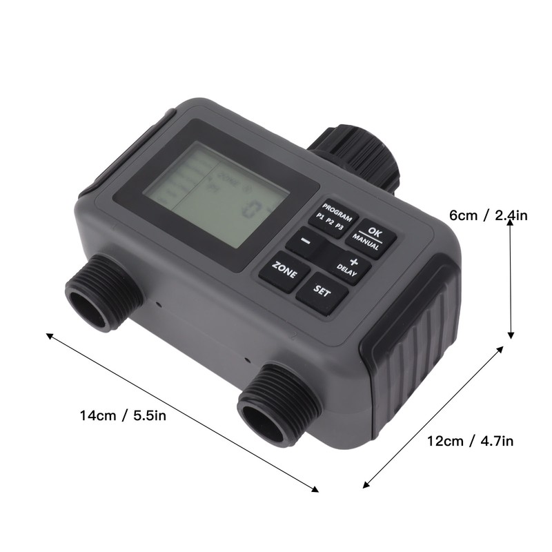 Sprinkler Timer 2 Zone Water Timer Programmable Rain Delay Manual