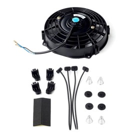 BLACKHORSE-RACING 7" Slim Push Pull 12V Electric Radiator Cooling Fan with Adjustable Electric 12V Radiator Fan Thermostat Control Relay Wire Kit for Car Truck