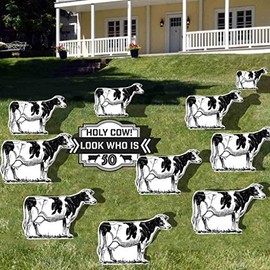 Birthday Yard Decoration - Holy Cow! Look Who is 50, 11pcs with Short Stakes, 12572