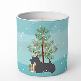 Caroline's Treasures BB2987CDL Scottish Terrier Merry Christmas Tree 10 oz Decorative Soy Candle Nature Soy Wax Essential Oil Home Decor Ideal for Bedroom Kitchen Bath Office Gift, 10 oz