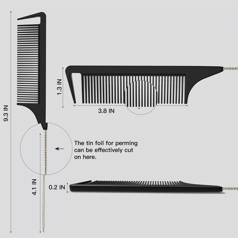 9.3'' Rat Tail Comb for Hair Stylist, Parting Combs for