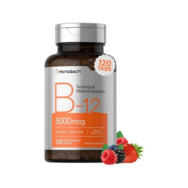 Vitamina B12 5000mcg Horbaach Methylcobalamina, 120 Tabletas Sublinguales – Alta