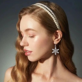 NAUZE 1 Pair Sterling Silver Snowflake Earrings Dangle Drop Earrings Stud Earrings for Christmas Xmas Party Winter