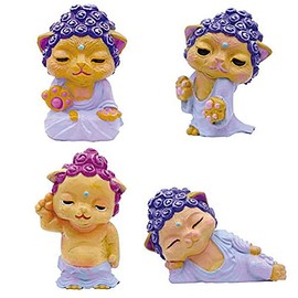 Hotokemono Series Cat Nyorai Mascot Figure 2 Set of 4 Assorted (1. Kitten Nyorai/2. Furimuki-Nyorai/3. Tenka Tenshitsu/4. Nighttime Buddha) Gachagacha Capsule Toy
