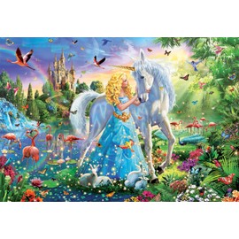 Educa - The Princess and The Unicorn - 1000 Piece Jigsaw Puzzle - Puzzle Glue Included - Completed Image Measures 26.8" x 18.9" - Ages 14+ (17654)