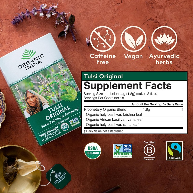 Organic India Tulsi Original Herbal Tea - Holy Basil, Stress