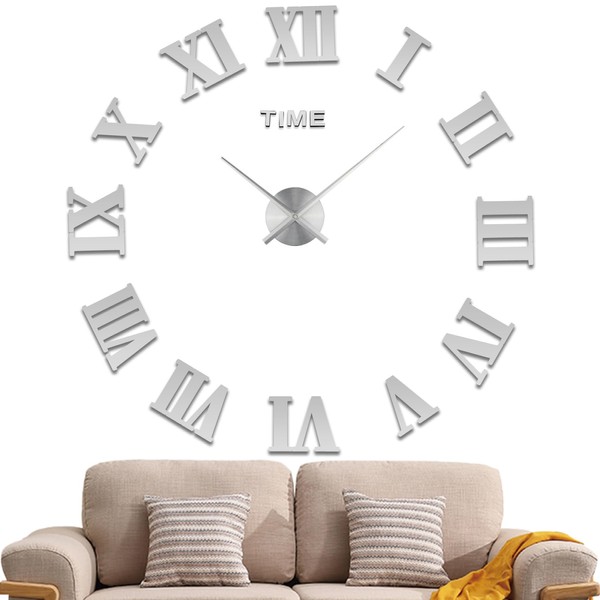LIDNADY Roman Numerals DIY Wall Clock, Frameless, Large Modern Design,