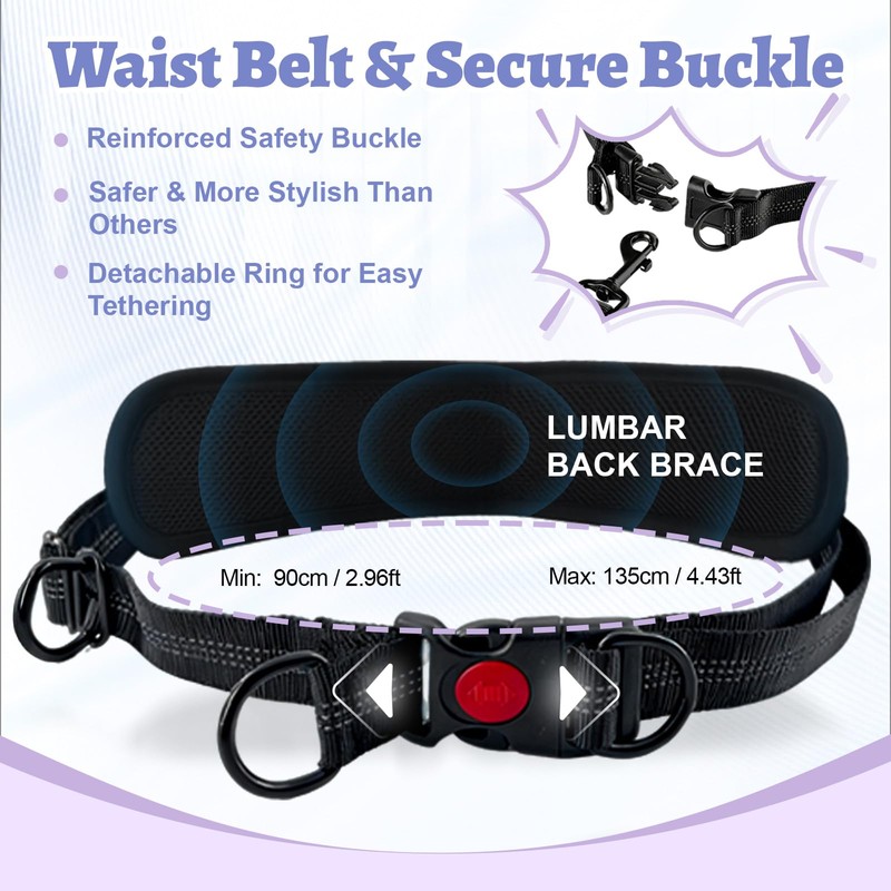 LEOSASA Hands Free Double Dog Leash for Two Dogs- No
