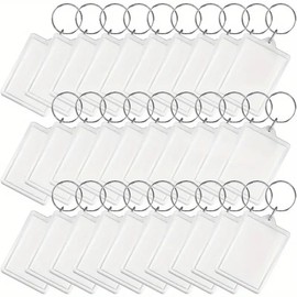 45x70mm Photo Keyring 5,10,25,50,100 pieces Blank Photo Keyring Double sided Blank Picture Keychain Translucent Clear Acrylic Key Ring with Split Ring for Family Friends Gifts (100)