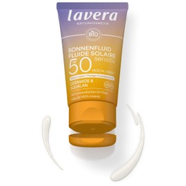 lavera Sensitive Sun Lotion SPF 50 - Sun Cream for Face and Cleavage - Without Chemical UV Filter - for Sensitive Skin - Vegan - Natural Cosmetics - 40 ml