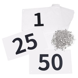 TRIWONDER Tyvek Running Bib Competitor Numbers with Safety Pins, Running Numbers Paper Tags 1-500, Tearproof and Waterproof 4 x 7 Inches for Marathon Races and Events Sports Games (1-50)