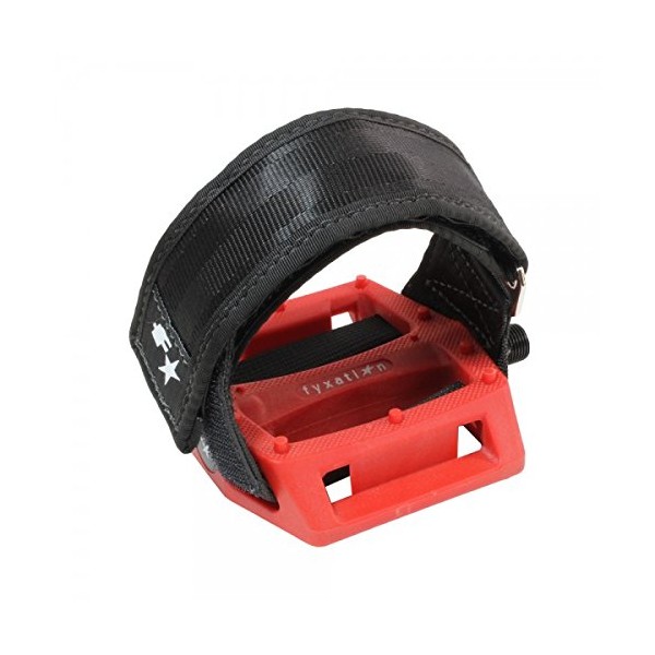 Fyxation Gates Pedal Strap Kit with Red Pedal and Black Straps