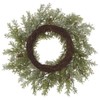 SilksAreForever 22" Glittered Artificial Cedar & Pinecone Hanging Wreath -Green/Brown