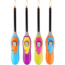 4 Pack Candle Lighters Multipurpose Extended Long Butane Lighter Wand Refillable for Kitchen Fireplace Pilot Light DIY BBQ Grill Stove