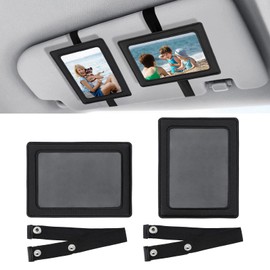 BLINGOOSE 2 Stück Auto Sonnenblende Fotohalter Bilderrahmen Verstellbares Gummiband PU Leder Anzeige Horizontal Vertikal Personalisiert Car Innenraum Deko Schutz Zubehör fit Fotos Größe 10cm × 13.9cm
