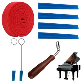 8 Pieces Piano Tuning Lever Tools Kit, Piano Tuner Tool Kit, Including 1 Temperament Strip, 2 Short Leather Strips, 4 Long Leather Strips and L-shaped Tuning Wrench, for Professionals