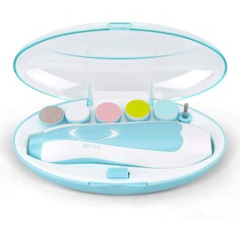 Baby Nail File, RIGHTWELL Electric Baby Nail Clipper with LED Front Light - Safe and Quiet, Baby Nail Trimmer with 6 Grinding Heads for Newborn, Infant Toddler Kids