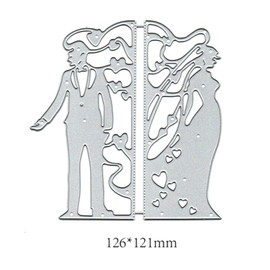 Lace Heart Wedding Metal Die Cuts for Card Making,Bride Groom Wedding Card Cutting Dies Cut Stencils DIY Scrapbooking Album Decorative Embossing Paper Card Art Craft