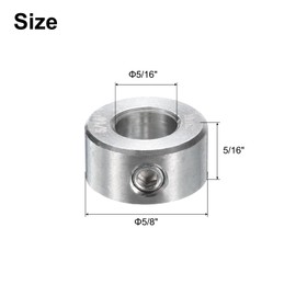 uxcell 8 Pcs Set Screw Shaft Collar 5/16"Bore, 304 Stainless Steel Shaft Collars, 5/8"OD, 5/16"Thickness, Axle Collar Clamp with a Hex Wrench