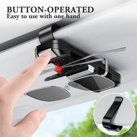 Sunglass Holder for Car Visor Clip Double-Headed, Push-Button Opening Car Sunglass Holder, Visor Sunglasses Holder Clip, Fits Cars, Trucks, SUVs and More (Double-Headed)