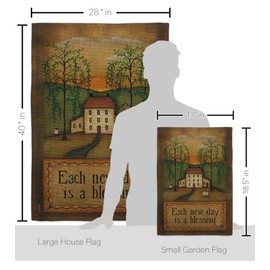 Breeze Decor Each New Day Garden House Flag Set Country Living Primitive Farm Western Barn American Rustic Cowboy Rural Ranch Decoration Banner Small Yard Gift Double-Sided, Made in USA