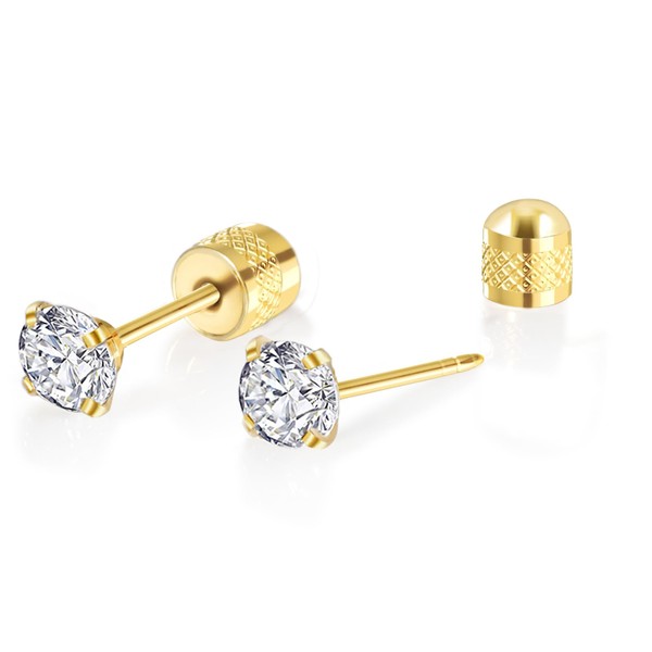 Titanium Earrings Push-in Threadless Flat Back Stud Earrings for Women