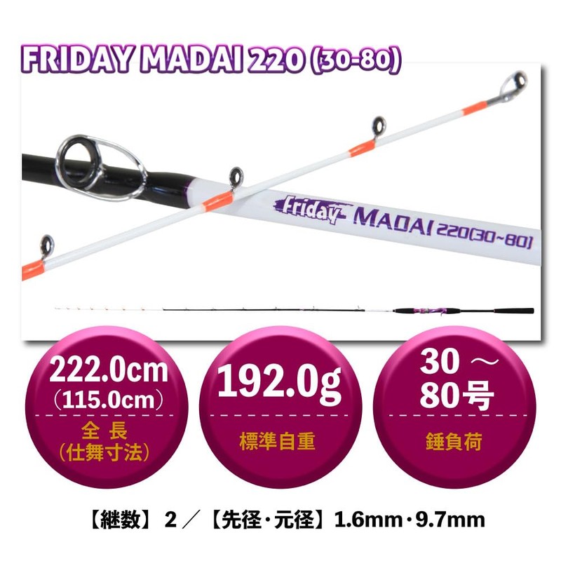 Fridayset53 Original Boat Madai Set 220 (30-80), Fishing Rod &